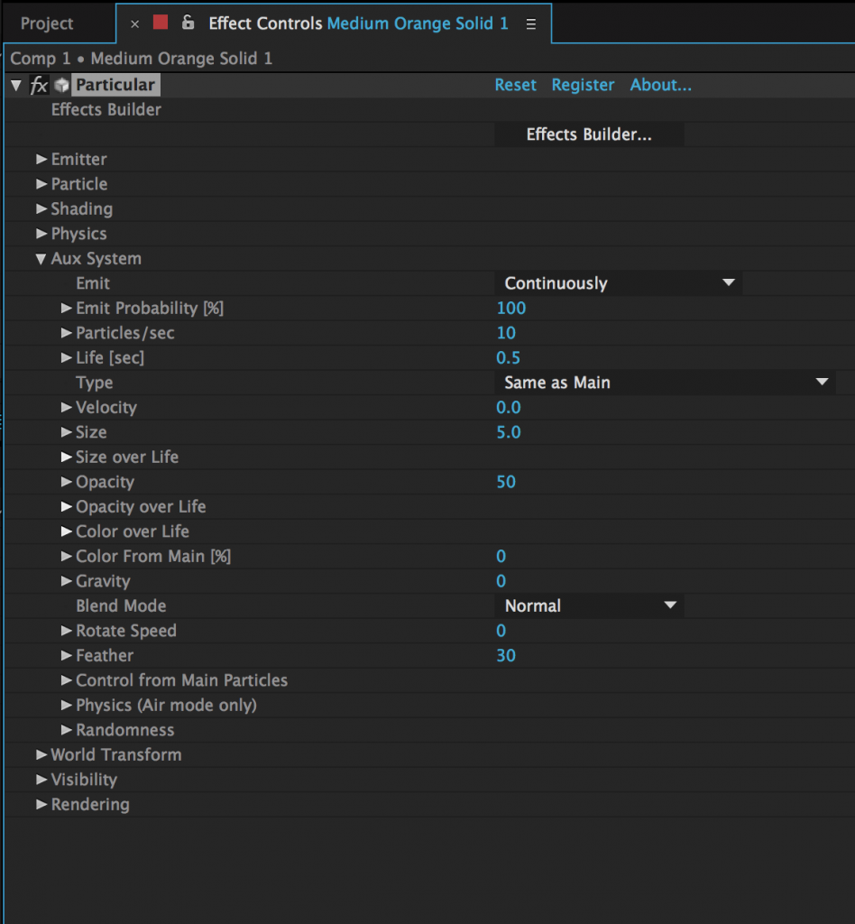 Aux Systems in Particular Trapcode plugin for After Effects