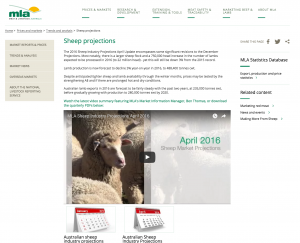 MLA webite with posting of April 2016 Sheep Projections